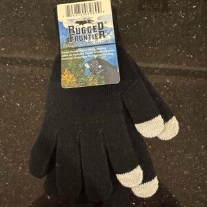 Rugged Frontier Black Touchscreen Gloves with Gray Tips